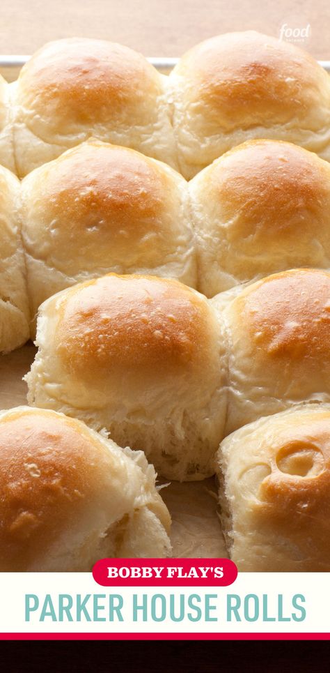 Recipe of the Day: Bobby Flay's Parker House Rolls 😋 If you're up for a baking project, you'll find that this fluffy, buttery bread is well worth your time. Parker House rolls are a classic American dish — "the perfect dinner roll," in Bobby's opinion. Though they take a few hours to make from scratch, the process is straightforward. Once your guests get a taste, you'll be returning to this recipe again and again. Large Batch Rolls, Alex Guarnaschelli Parker House Rolls, Hillbilly Hot Rolls Recipe, Claire Saffitz Dinner Rolls, Big Dinner Rolls, Parker House Rolls Bread Machine, Bobby Flay Parker House Rolls Recipe, Parker House Dinner Rolls, Homemade Parker House Rolls