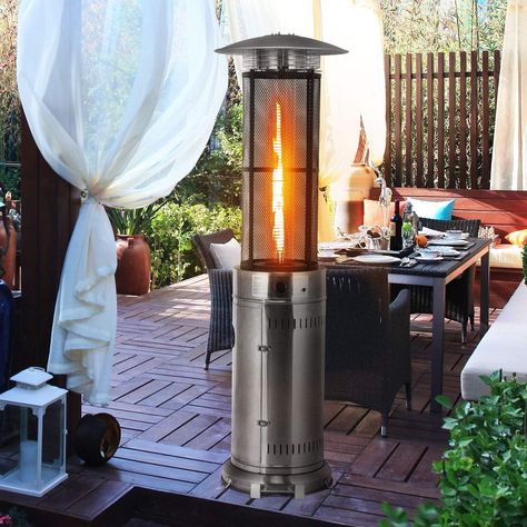 Happygrill Outdoor Patio Heater with Adjustable Heat 40,000 BTU Stainless Steel Patio Propane Heater Freestanding with Wheels and True Flame for Garden Balcony Round Outdoor Heater Propane Patio Heater, Propane Heater, Gas Heater, Outdoor Heaters, Real Flame, Garden Balcony, Outdoor Lawn, Propane Tank, Patio Heater