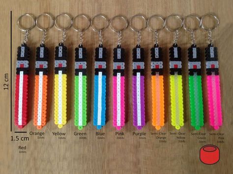 perler keychain | Star Wars Lightsabers Keychains and Magnets Made From Perler Beads ... Perler Beads Ideas, Hamma Beads Ideas, Easy Perler Bead Patterns, Perler Creations, Pearl Beads Pattern, Easy Perler Beads Ideas, Hama Beads Design, Perler Bead Templates, Diy Perler Bead Crafts