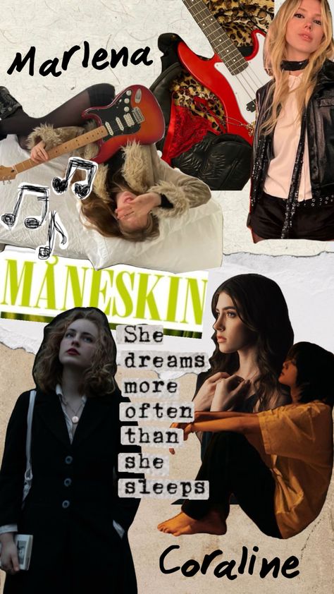 #maneskin #coraline #marlena Coraline, Cool Bands, Skin, Music