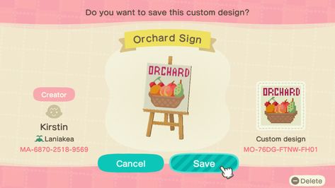 Animal Crossing Orchard Signs, Acnh Fruit, Acnh Custom Designs, National Geographic Animals, Animal Crossing Guide, Animal Crossing Qr Codes Clothes, Fake Animals, Qr Codes Animal Crossing, New Animal Crossing