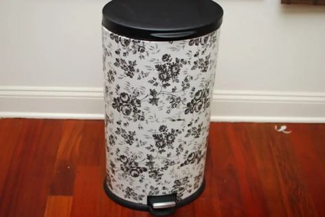 Contact Paper Office Trash Can Ideas, R2 D2, Contact Paper, Trash Bins, Waste Basket, Ballard Designs, Plastic Containers, Trash Can, Bathroom Decor