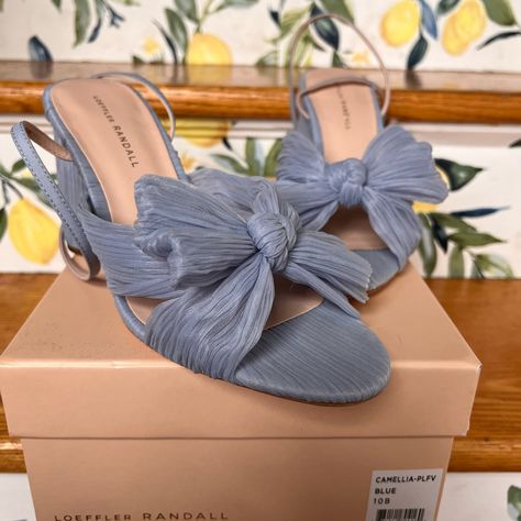 Brand New Loeffler Randall Camellia Bow High Heel Sandals! The Perfect Something Blue For Your Wedding Day! Or The Perfect Summer Shoe To Spice Up Your Outfit! Shoes Have Been Tried On Once And Worn Inside The House. Shoes Do Run Small And Narrow. I Am A True Size 9 And Sized Up To A 10. Have Been Stored Carefully In Original Box And Come From Smoke Free Home. Bow High Heels, Loeffler Randall Shoes, Summer Shoe, Loeffler Randall, House Shoes, Dream Shoes, Something Blue, Heel Sandals, High Heel Sandals