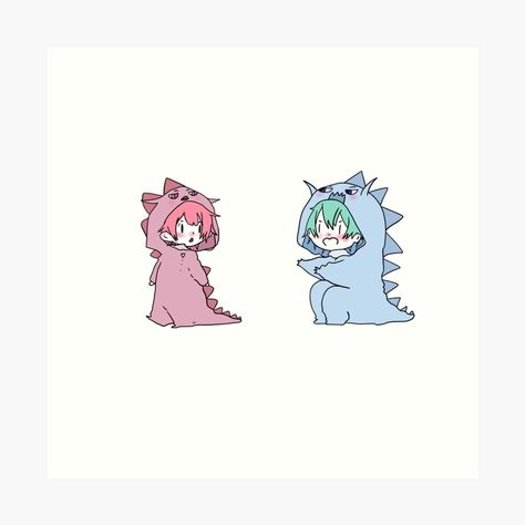 Get my art printed on awesome products. Support me at Redbubble #RBandME: https://www.redbubble.com/i/art-print/Chibi-couple-Dinosaur-by-Kagurachi/154045687.1G4ZT?asc=u Chibi Dinosaur, Couple Dinosaur, Dinosaur Couple, Couple Chibi, Chibi Couple, Draw Cute, Girl And Boy, Dinosaur Art, Tag Art