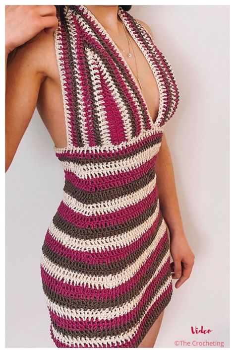 Gorgeous Lady Summer Dress Free Crochet Patterns - DIY Magazine Aesthetic Crochet Dress, Crochet Dress Aesthetic, Summer Dress Patterns Free, Crochet Dress Outfits, Halter Dress Pattern, Crochet Halter Dress, Crochet Dress Pattern Free, Crochet Summer Dresses, Summer Dress Patterns