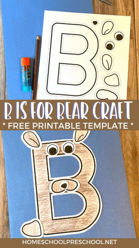 Are you looking for a fun Letter B craft to do with your preschoolers? Don't miss this adorable B is for Bear craft. B Is For Bear Craft, Craft Letter A, Letter B Craft, Bear Crafts Preschool, B Craft, B Is For Bear, Letter B Activities, Bears Preschool, Preschool Letter Crafts