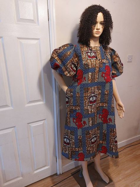 Aline Midi Dress, Ankara Midi Dress, Long Dress Beach, Shirt Dress Plus Size, Dress With Puffed Sleeves, Dress African Print, Dress Shirt Dress, Dress Ankara, Glamorous Outfits