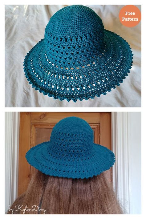 Crochet Sunhats Free Pattern Ladies, Crochet Raffia Sun Hat Pattern, Crochet Beach Hats Free Pattern, Crochet Hats Free Pattern Ladies, Crochet Summer Hat, Slouchy Hat Crochet Pattern, Hat Free Crochet Pattern, Crochet Hat Tutorial, Crochet Apparel