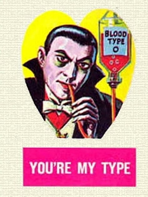 Monster Valentines, Valentine Stickers, Vintage Valentine Cards, My Type, My Funny Valentine, Blood Type, Arte Inspo, Vintage Horror, Classic Horror