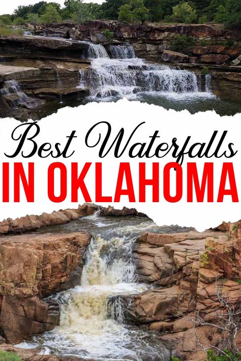 17 Best Waterfalls in Oklahoma - A Cowboys Life Oklahoma Waterfalls, Turner Falls, Beavers Bend State Park, Wichita Mountains, Oklahoma Travel, Chasing Waterfalls, Centennial Park, Cascade Waterfall, Grand Lake