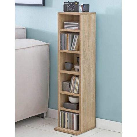 Inessa Bookcase Metro Lane Colour: Sonoma Wooden Bookshelf Design Simple, Book Rack Design Bookshelves, Book Rack Design, Small Book Shelf, Small Bookshelves, Home Office Furniture Design, Shelf Book, Low Bookcase, Storage For Books