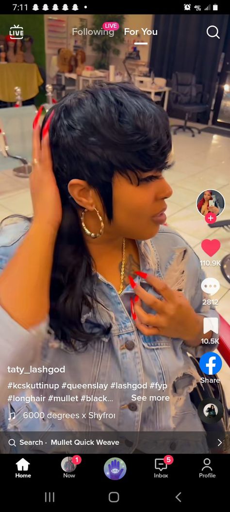 27 Piece Quick Weave Mullet, Kelly Cut Quick Weave, Mullet Weave, Mullet Hairstyles For Black Women, Quick Weave Mullet Black Women, Weave Mullet, Mullet On Black Women, Mullet Quickweave Black Women, Quick Weave Mullet