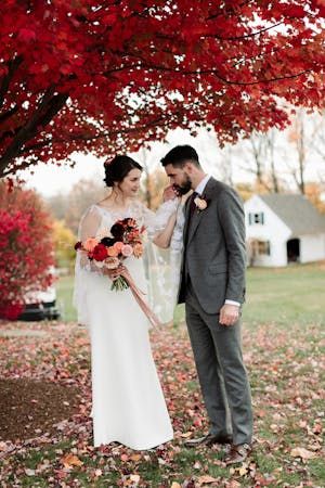 Lush Fall Wedding at a Private Residence in Holliston, Massachusetts | 53 more photos on PartySlate Holliston Massachusetts, Hot Cider, Catering Events, White Florals, Event Catering, Cocktail Hour, Orange Red, Pink Orange, Table Setting