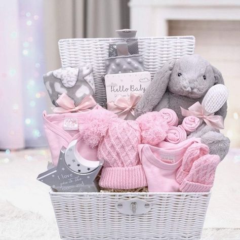 Home From Hospital Outfit, Newborn Gift Basket, Baby Shower Gift Box, Girl Gift Baskets, Baby Shower Baskets, Mum Gifts, Baby Gift Hampers, Baby Shower Gift Basket, Grey Bunny