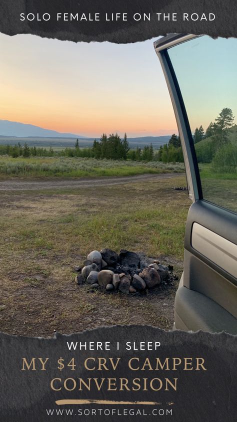 Where I Sleep: My $4 CRV Bed "Build" - Sort of Legal Tent Night, Mercedes Sprinter Van, Minivan Camping, Suv Camping, Money Hacks, Camping Bed, Camper Conversion, Sprinter Van, Travel Pins