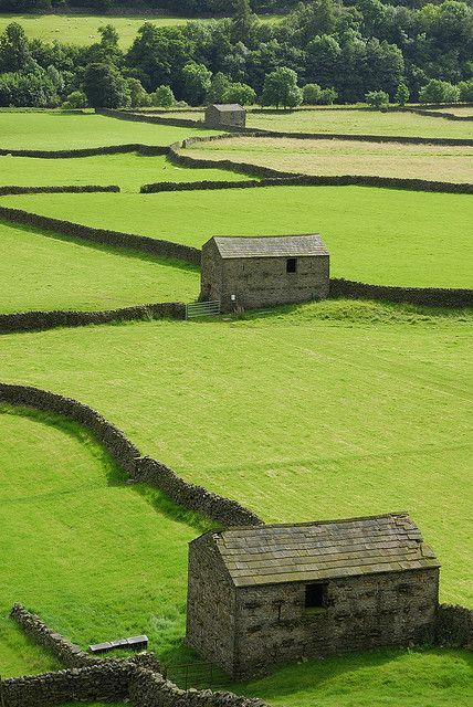 Stone Buildings, Ireland Landscape, Stone Barns, Green Field, Irish Eyes, Yorkshire Dales, England And Scotland, Old Barns, English Countryside