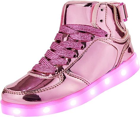 DIYJTS Kids LED Light Up Shoes, Fashion High Top LED Sneakers USB Rechargeable Glowing Luminous Shoes for Boys Girls Toddler Child Led Shoes, Shoes For Boys, Light Up Shoes, Dance Performance, Girls Toddler, High Top Shoes, Up Shoes, Hip Hop Fashion, Shoes Fashion