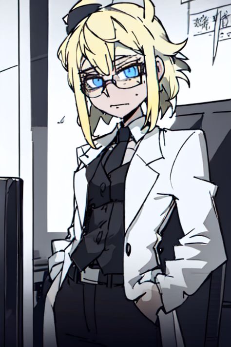 Vanripper Art Style, Helltaker Art Style, Male Scientist Character Design, Helltaker Artstyle, Crazy Scientist Character Design, Evil Scientist Oc, Anime Scientist Woman, Evil Scientist Character Design, Anime Scientist