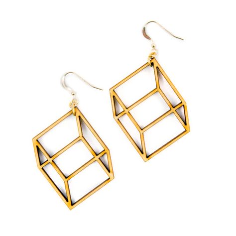 Math Jewelry, Geometric Jewellery, Cube Earrings, Laser Cut Wood Earrings, Laser Cut Jewelry, Laser Cut Earrings, Cut Earrings, Earrings Geometric, 3d Laser