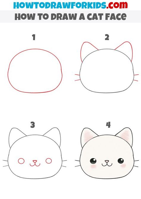 How to Draw a Cat Face Drawings step by step for kids #drawingsstepbystepforkids Drawing ideas #drawingideas Drawing ideas for kids #drawingideasforkids 2.329 How To Draw A Cat Simple, Simple Cat Drawing Step By Step, Dog Drawing Tutorial Easy, How To Draw A Cat Step By Step Easy, How To Draw Cat, Easy Drawings For Beginners Step By Step, Lunchbox Doodles, Christmas Drawings For Kids, Doodle Notebook