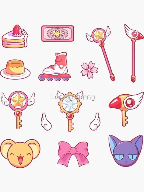 Card Captor Sakura Stickers, Cardcaptor Sakura Tattoo Ideas, Cardcaptor Sakura Nail Art, Cardcaptor Sakura Nails, Card Captor Sakura Tattoo, Cardcaptor Sakura Tattoo, Card Captor Sakura Icons, Card Capture Sakura, Scepter Tattoo