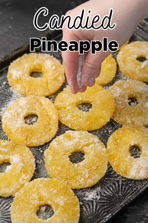 White Chocolate Pineapple Slices, How To Make Candied Pineapple For Fruit Cake, How To Make Candied Pineapple, Candied Pineapple Recipes, How To Make Candied Fruit, Candied Pineapple Slices, Candied Recipes, Candy Fruit Recipes, Pineapple Candy Recipe