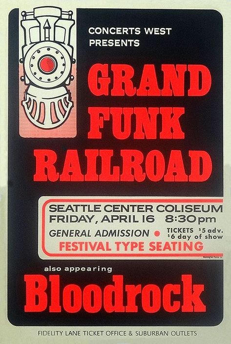 Concert Ads, Rock Hall Of Fame, Punk Flyers, Poster Rock, Music Jam, Grand Funk Railroad, Concert Poster Art, Hippie Posters, Vintage Concert Posters