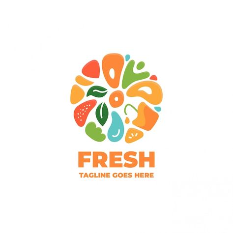 Fresh Logo Typography, Vector Vegetables, Fruit Logo Design Ideas, Food Company Logo, Fresh Logo Design, Organic Food Logo, Logo Typo, Healthy Logo, Healthy Food Logo