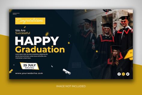 Flat graduation and education social med... | Premium Psd #Freepik #psd #happy-graduation #graduation-banner #school-graduation #graduation-design Banner Graduation Design, Graduation Banner Design, Education Social Media Post, Banner School, Posters Layout, Flex Banner Design, Graphic Design Posters Layout, Congratulations Banner, Banner Graduation