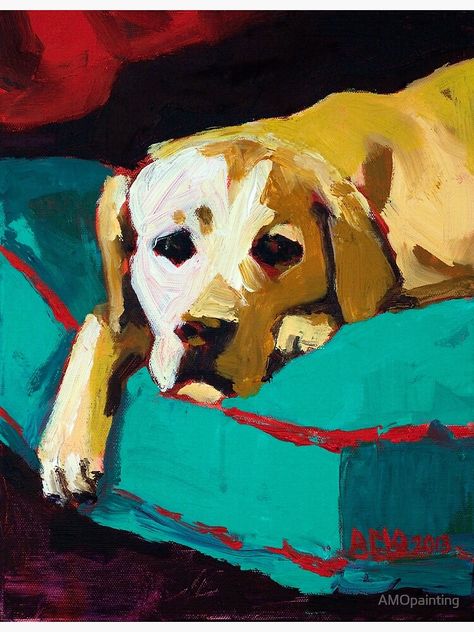 "Sleepy Yellow Lab" Poster by AMOpainting | Redbubble Yellow Lab Art, Lab Art, Dog Portraits Painting, Labrador Art, Labs Art, 강아지 그림, Dog Artwork, Yellow Lab, Watercolor Dog