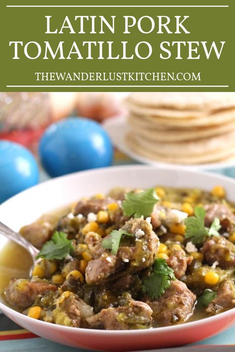 Unleash a flavor fiesta with our Latin Pork Tomatillo Stew, blending spicy chilies, zesty tomatillos, and mouthwatering pork for a stew that's bursting with Latin flair! Pork Tomatillo Stew, Tomatillo Stew, Dinner Classics, Tomatillo Recipes, Green Chili Pork, Spicy Chili, Stew Recipe, Pork Dishes, Green Chilies