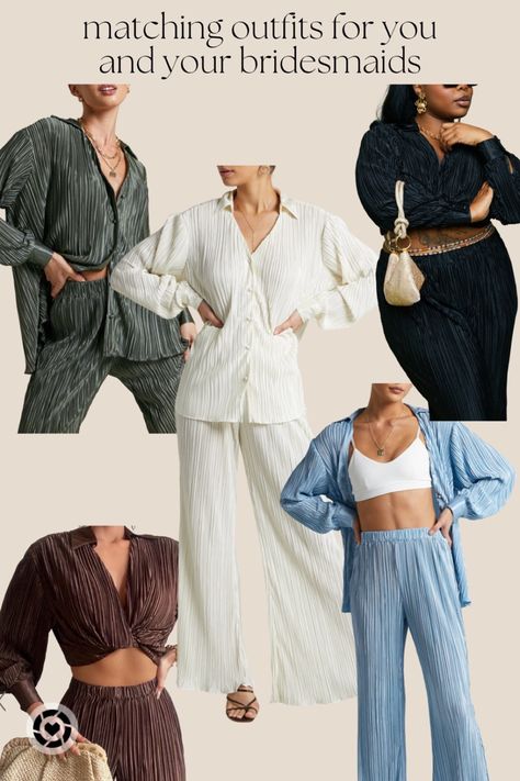 The perfect matching set for you and your bridesmaids to get ready in the morning of your wedding Bridesmaid Morning Outfit, Getting Ready Outfits, Morning Outfit, Bridesmaid Outfits, Ready Outfits, Matching Robes, Bridesmaid Outfit, Flared Pants, Flare Pants