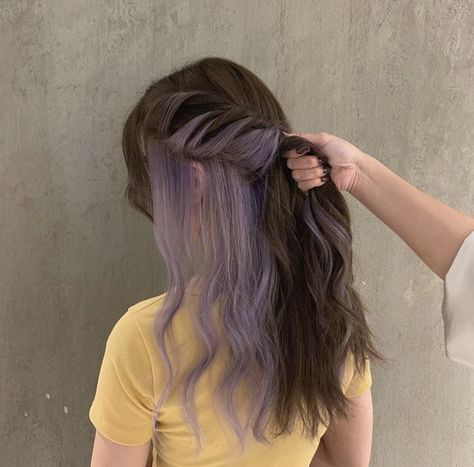 Hair Korean Style, Under Hair Dye, Underdye Hair, Under Hair Color, Hair Dyed Underneath, Hidden Hair Color, Hair Korean, Korean Hair Color, Hair Hack