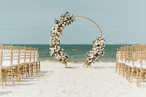 Beach Wedding Circle Arch, Simple Arch Wedding, Wedding Officiant Business, Indian Beach Wedding, Hay Wedding, Ocean View Wedding, Small Beach Weddings, Beach Wedding Arch, Dream Beach Wedding