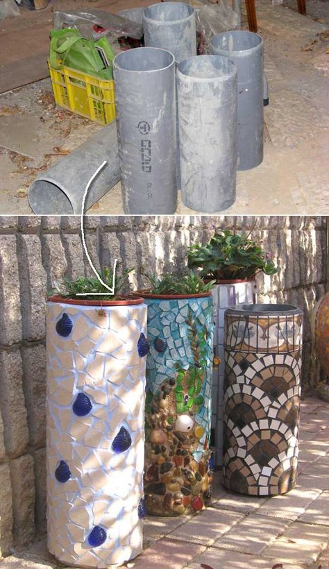 Diy Mosaic Garden, Jardim Diy, Pvc Pipe Projects, Pvc Projects, Herb Garden Design, Pvc Pipes, Pvc Tube, Garden Design Layout, Modern Garden Design