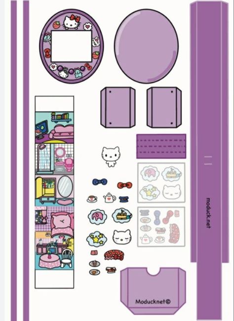 Cute , tamagotchi, and hello kitty. Paper Doll Printable Templates, Hello Kitty Printables, Paper Dolls Diy, Hello Kitty Crafts, Paper Toys Template, Paper Doll House, Cool Paper Crafts, Paper Doll Template, Papercraft Templates