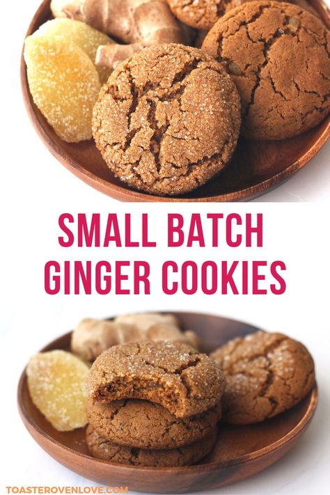 Small Batch Cookie Recipe, Batch Baking, Toaster Oven Recipes, Small Batch Cookies, Small Batch Baking, Oven Recipe, Ginger Molasses Cookies, Single Serve Desserts, Single Serving Recipes