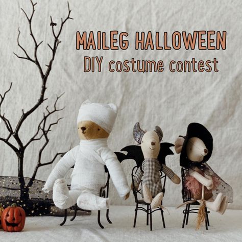 Our Maileg community constantly amazes us with their incredible creativity, especially when it comes to DIY projects! To celebrate and showcase our community’s craftiness, we are hosting a Halloween costume contest! Head over to our Instagram to find out more. We can't wait to see all of the amazing costumes our Maileg family creates. Good luck! 🧡 📸: @olivermouse.1024 thank you for the inspiration Diy Maileg Mice, Maileg Mouse Halloween, Halloween Costume For One, Maileg Halloween, Diy Maileg, Mice Dollhouse, Maileg Mice, Amazing Costumes, Crafting Table