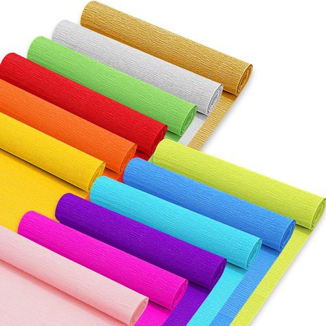 PRICES MAY VARY. What You Will Get – The package includes 14pcs crepe paper streamers in 12 different colors, large quantity to meet your decoration needs. Rainbow Colors – The crepe paper streamers have various bright colors, 10 rolls of rainbow color, 2pcs in gold and 2pcs in silver, you can mix and match to create unique and beautiful crafts that match your style and preferences. Proper Size – Each roll of crepe paper streamer measures 25 x 250cm / 9.8 x 98.4inch, and the gold and silver crep Tissue Paper Projects, Diy Gift Wrapping Paper, 98th Birthday, Tissue Paper Craft, Crepe Paper Streamers, Paper Quilling Flowers, Wrapping Paper Crafts, Paper Streamers, Crafts Room