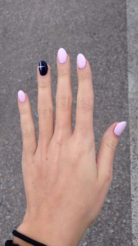 Pale pink with a black accent nail, so cute Pale Pink Almond Nails, Homecoming 2022, Pale Pink Nails, Uñas Ideas, 2022 Nails, Accent Nail, Acrylic Nails Designs, Short Acrylic Nails Designs, Short Acrylic