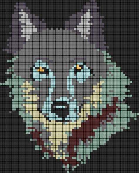 Wolf Alpha Pattern, Wolf Pixel Art, Beaded Pictures, Intarsia Crochet, Cross Stitch Letter Patterns, Pokemon Cross Stitch Patterns, Crochet C2c Pattern, Bracelet Book, Pokemon Cross Stitch