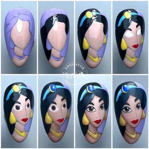 AMANDA BYRNE NAIL ARTIST | Princess Jasmine 💚 Using #everythingmagpie 🖤 @magpie_beauty 🖤 @magpie_education 🖤 #nails #nailsonfleek #nailsofinstagram #instanails… | Instagram Aladin Nails, Aladdin Nails, Aladin Disney, Princess Nail Designs, Disney Princess Nail Art, Princess Nail Art, Aesthetic Nail Art, Coquette Nail, Jasmine Nails