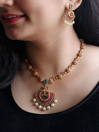 Necklace Archives - South India Jewels 10 Gram Gold Necklace Design, Gold Stone Necklace, Stone Necklace Set, Gold Jewelry Simple Necklace, Gold Necklace Indian Bridal Jewelry, Gold Necklace Simple, Gold Jewelry Simple, Gold Fashion Necklace, Gold Jewellery Design Necklaces