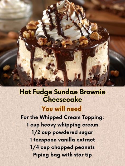 Recipes Gourmand Pantry | Hot Fudge Sundae Brownie Cheesecake 🍰 Hot Fudge Sundae Cheesecake, Hot Fudge Brownie Cheesecake, Hot Fudge Sundae Brownie Cheesecake, Brownie Fudge Cake, Cheesecake Fudge Recipe, Hot Fudge Sundae Cake, Unique Cheesecake Recipes, Walnut Brownie, Baking Cheesecake