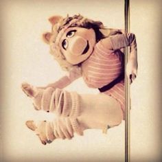 Miss Piggy gets it Dancing Funny, Pole Dance Fitness, Pole Dancing Videos, Dance Silhouette, Bad Kitty, Pole Moves, Pole Art, Pole Dancing Fitness, Fraggle Rock