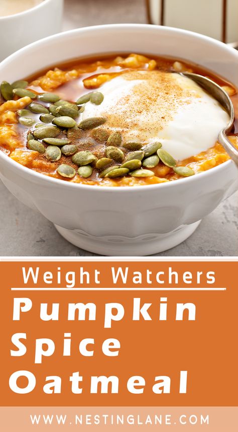 Weight Watchers Slow Cooker Deluxe Pumpkin Oatmeal Recipe. The ultimate Fall breakfast that's super easy to make in the Crock Pot. Just toss it in the slow cooker overnight and it's ready in the morning. Weight Watchers Slow Cooker, Pumpkin Spice Oatmeal, Slow Cooker Oatmeal, Weight Watchers Pumpkin, Ww Breakfast, Healthy Low Carb Snacks, Smart Points Recipes, Honey Cinnamon, Oatmeal Recipe