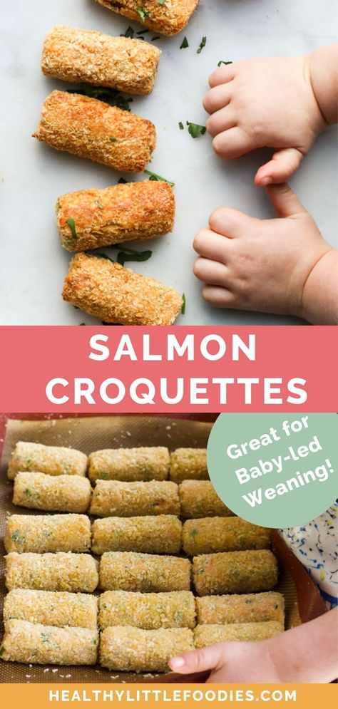 Salmon For Baby, Fingerfood Baby, Food For Babies, Salmon Croquettes, Food Post, Fresh Salmon, Baby Led Weaning Recipes, Weaning Recipes, Baby Finger Foods