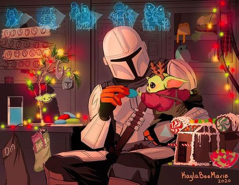 Mandolorians Art, Ashoka Star Wars, Mandalorian Christmas, Mandalorian Art, Yoda Art, Yoda Wallpaper, Star Wars Background, Merry Christmas And Happy Holidays, Star Wars Christmas