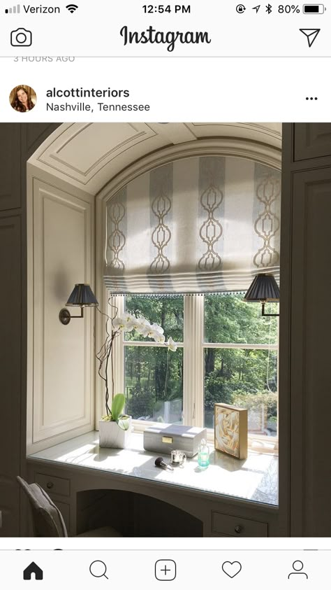 Oval Window Curtains, Round Window Treatments, Round Window Curtains, Rounded Window Curtains, Drapes And Sheers, Blinds For Arched Windows, Master Bath Window, Roman Shades Bedroom, Arched Window Coverings