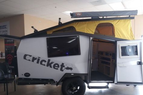 The Taxa Cricket is a big name among small travel trailers. Larger than a popup trailer and smaller than a fifth-wheel, the Cricket is designed for versatility, accessibility, and convenience. At only 15 feet long, the cricket is light enough to be towed by most SUVs. The list of appealing features includes convenience and innovation packed into every facet of the travel trailer. Taxa Cricket, Small Travel Trailers, Travel Trailers, Mobile Home, Travel Trailer, Recreational Vehicles, The List, Trailer, Wheel